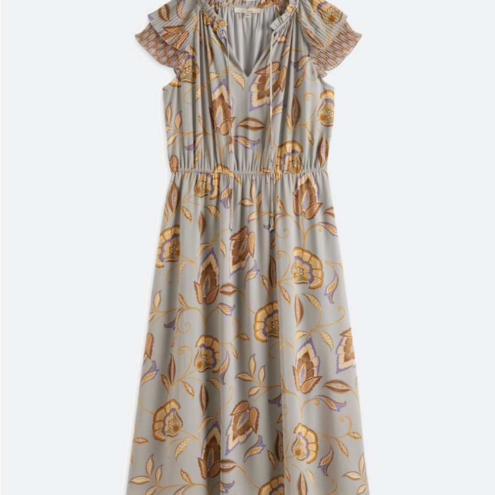 Logan flutter sleeve paisley midi dress